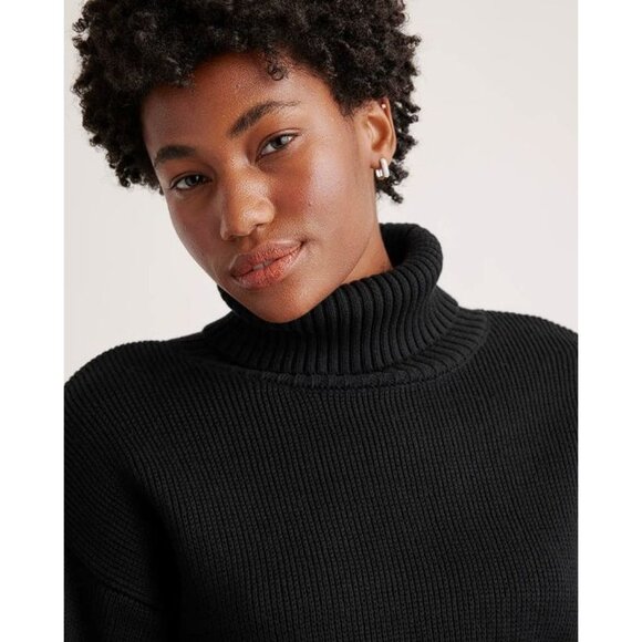 Quince 100% Organic Cotton Turtleneck Sweater Black Small - Picture 3 of 5